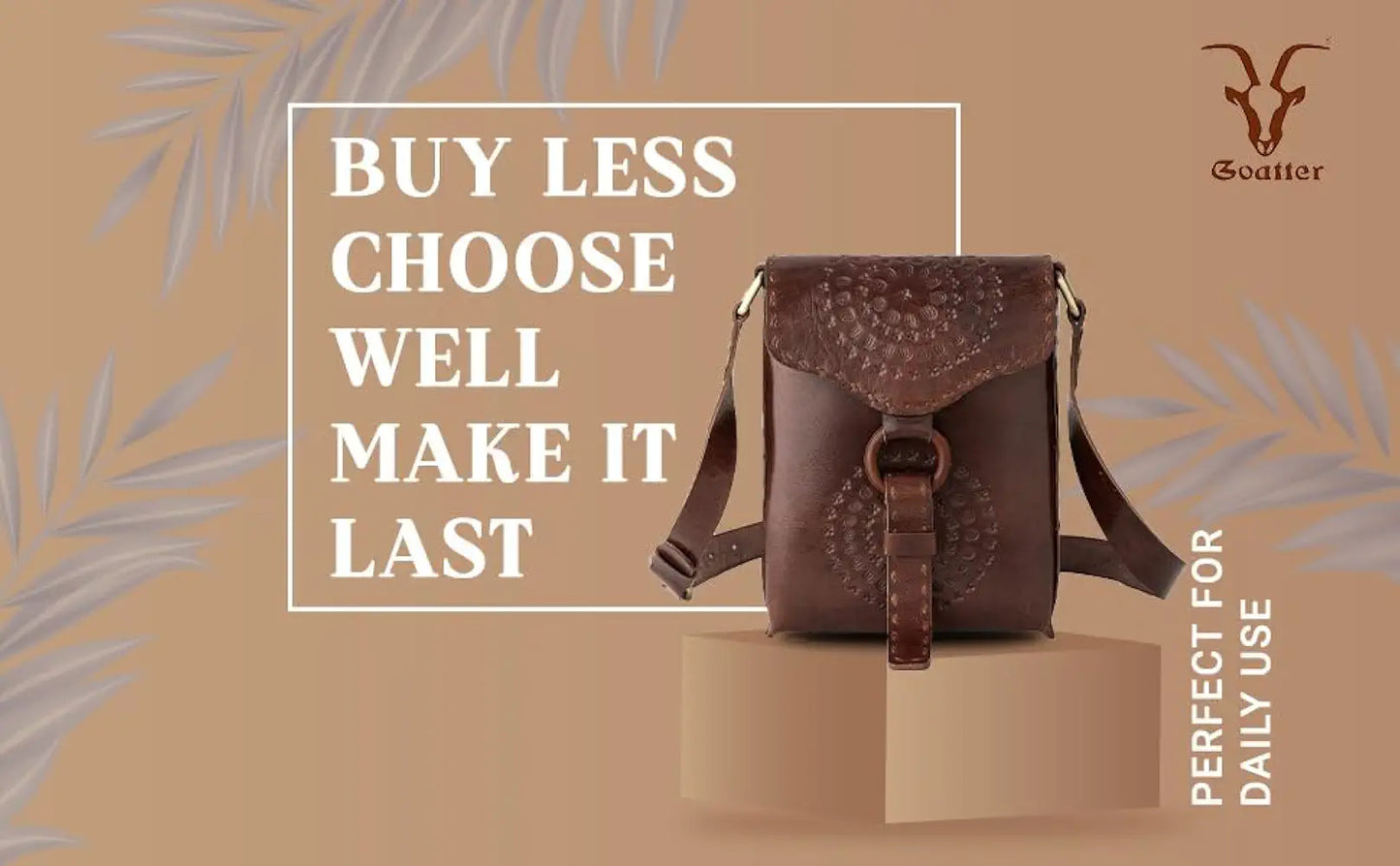 Goatter Genuine Leather Handmade Girls And Women’s Small Cross Body Sling Bag For Daily Use