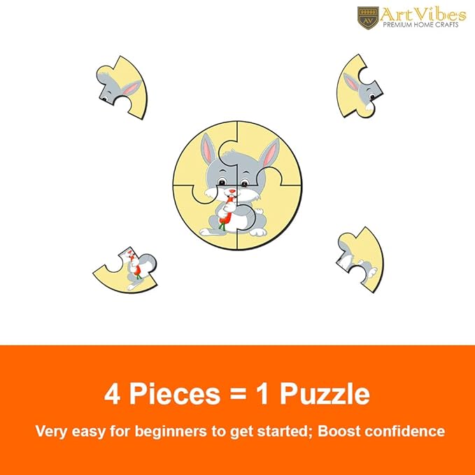 Artvibes Cute Animals Premium Wooden Puzzles for Kids | Jigsaw Puzzles for Kids Age 2-5 | Toddlers Wooden 4 Piece Puzzle | Set of 6