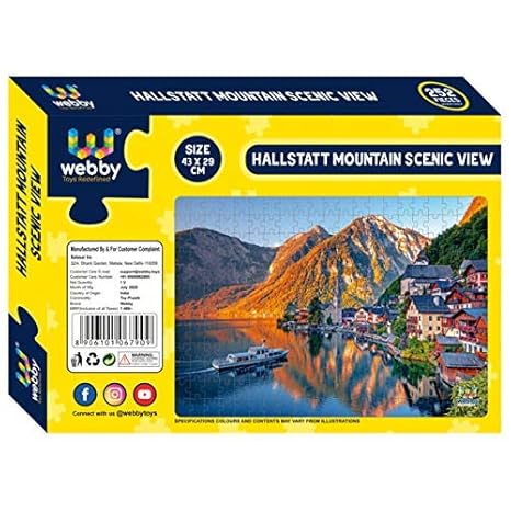 Webby Kids Hallstatt Mountain Scenic View Jigsaw Puzzle, 252 Pieces