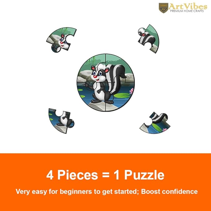 Artvibes Cute Animals Premium Wooden Puzzles for Kids Age 2-5 | 4 Piece Puzzles | Toddlers Wooden Puzzle | Set of 6