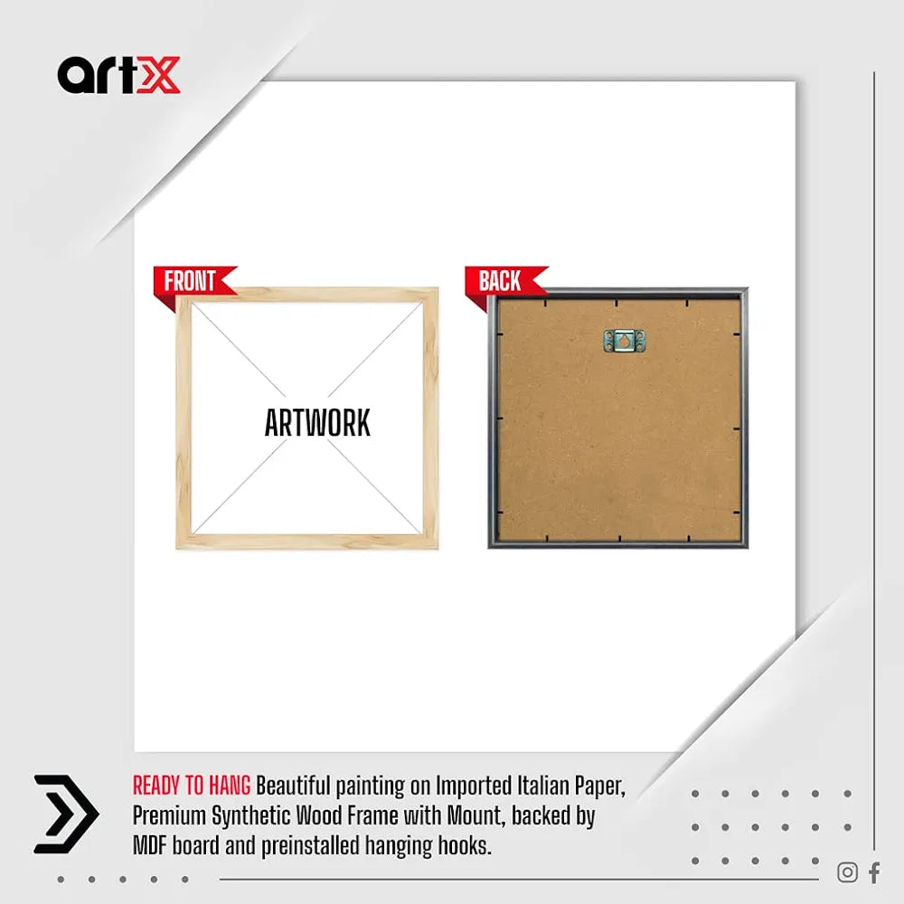 ArtX Paper Abstract Wall Art Painting Framed Paintings Circular Set of 4