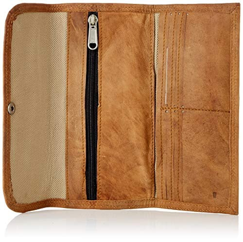 Craftshades – 8 Inch Handcrafted Unique Clutch Tan Color Leather Bag for Women | 100% Genuine Leather