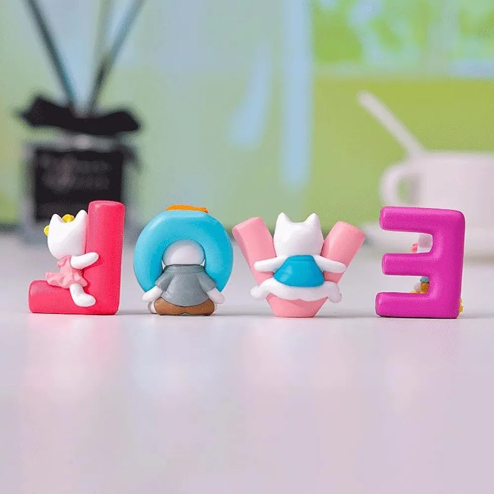 Satyam Kraft 1 Set Love Letter Miniature Cat Figurines