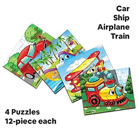 Wondrbox Means Of Transport Jigsaw Puzzles For Kids Means of Transport Set of 4 Puzzles in Box