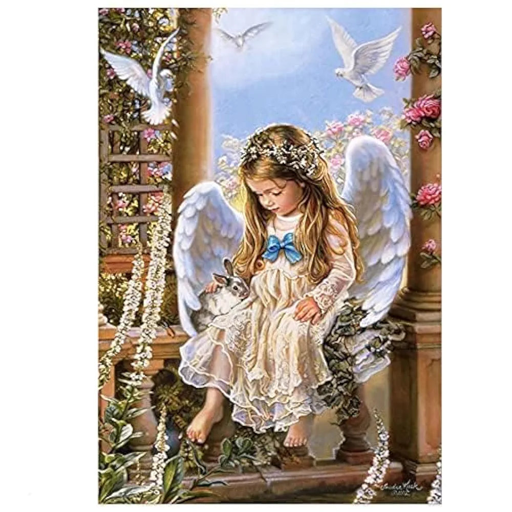 TREXEE 5D Diamond Painting by Number Kit for Adults | Full Drill AngelDiamond Painting Rhinestone Embroidery Pictures for Adults Kids Relaxation and Home Wall Decor
