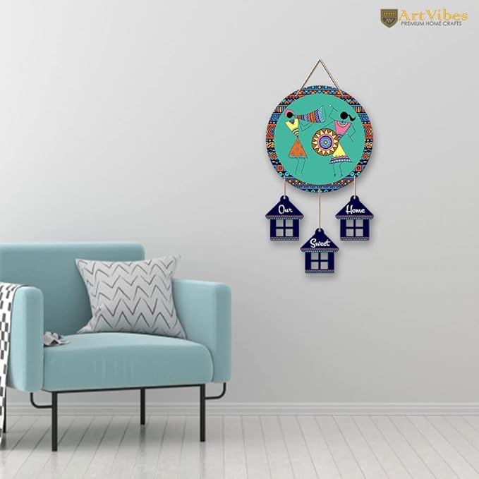 Artvibes Warli Dancing Art Wooden Wall Hanging Decorative Items for Home