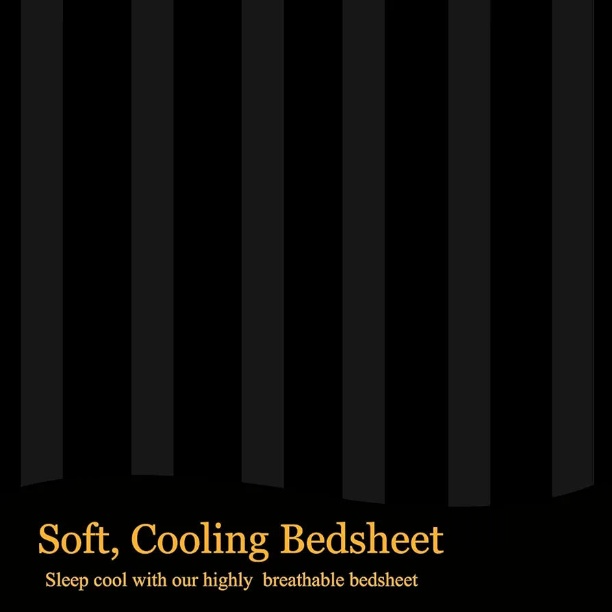 Fresh From Loom Breathable Queen Size Flat Solid Bedsheets Hotel & Home Double Bedsheet Set With 2 Pillow Covers 144 Tc Black