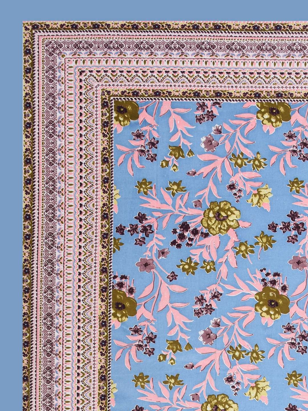 100% Pure Cotton Traditional Printed Bedsheet for Double Bed King Size Bedsheet with 2 Pillow Covers