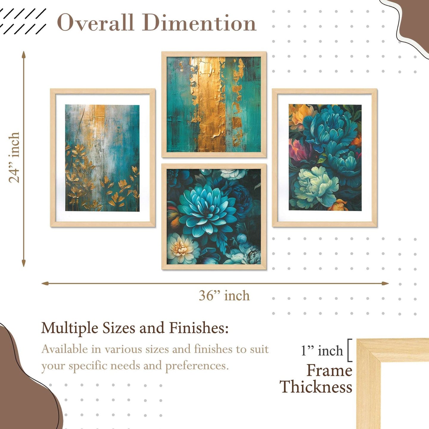 SET OF 4 DIGITAL WALL PAINTING