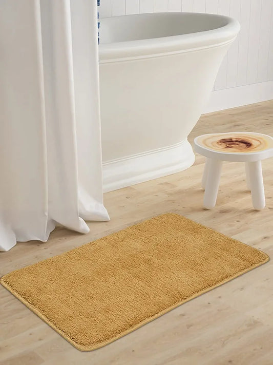 Saral Home Neo Shaggy Yarn Anti-Skid Bath Mats Gold