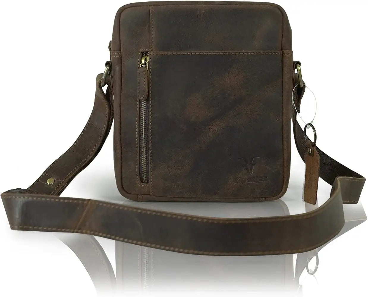Goatter Hunter Leather 10”Inch Multi Pocket Crossbody Messenger Bag For Men GTHT-13