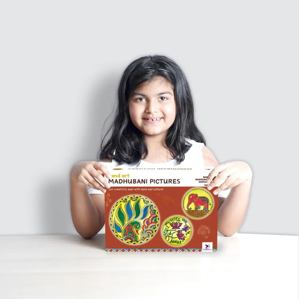 TOYKRAFTT Sand Art Kit for Kids| Madhubani Simple and Symbolic| Art and Craft Madhubani Sand Art Activity| Gift for 6 to 8 Year Old| Return Gifts for Kids Birthday