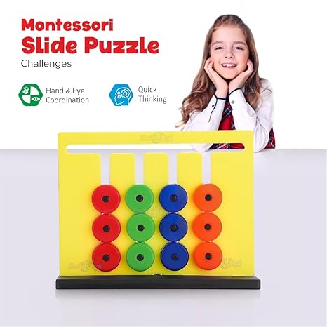 Zudo Toys Learning Colour And Pattern Matching Montessori Slide Puzzle Game For Kids Multicolor