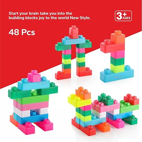 Zudo Toys Zudo 48 Piece Classic Big Building Blocks Large Toddler Blocks StemToy Building Blocks