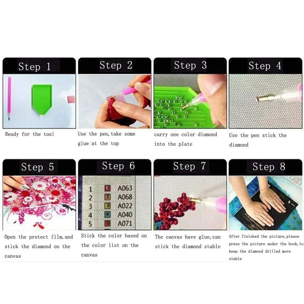 TREXEE DIY 5D Diamond Painting by Number Kits for Adults & Kids Full Drill Round Diamond Crystal Gem Art, Cross Stitch Crystal Rhinestone Embroidery Home Wall Decor Gift