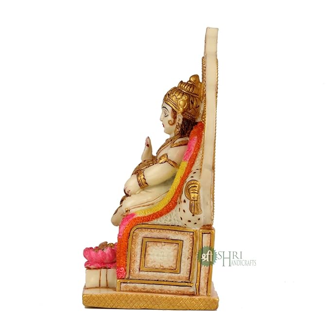 Indicast 7" Inch Maharaj Kuber Lord of Treasure Wealth Painting Idol Decorative Showpiece Handcrafted Kuber Ji Murti