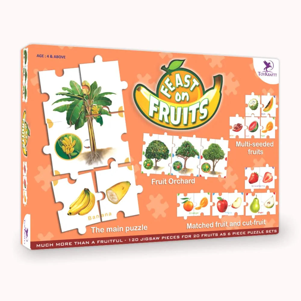 Toykraft Puzzles for Kids for Age 5-7, Educational Toys, Jigsaw Puzzles for Kids, 6 Piece Puzzle for Kids - Feast on Fruits