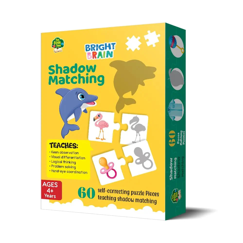 The Book Tree Bright Brain Shadow Matching 60 Piece Jigsaw Puzzle for Preschoolers, Educational Toy for Learning Matching Pictures, Gifts for Kids Ages 3 to 6 by Majestic Book Club