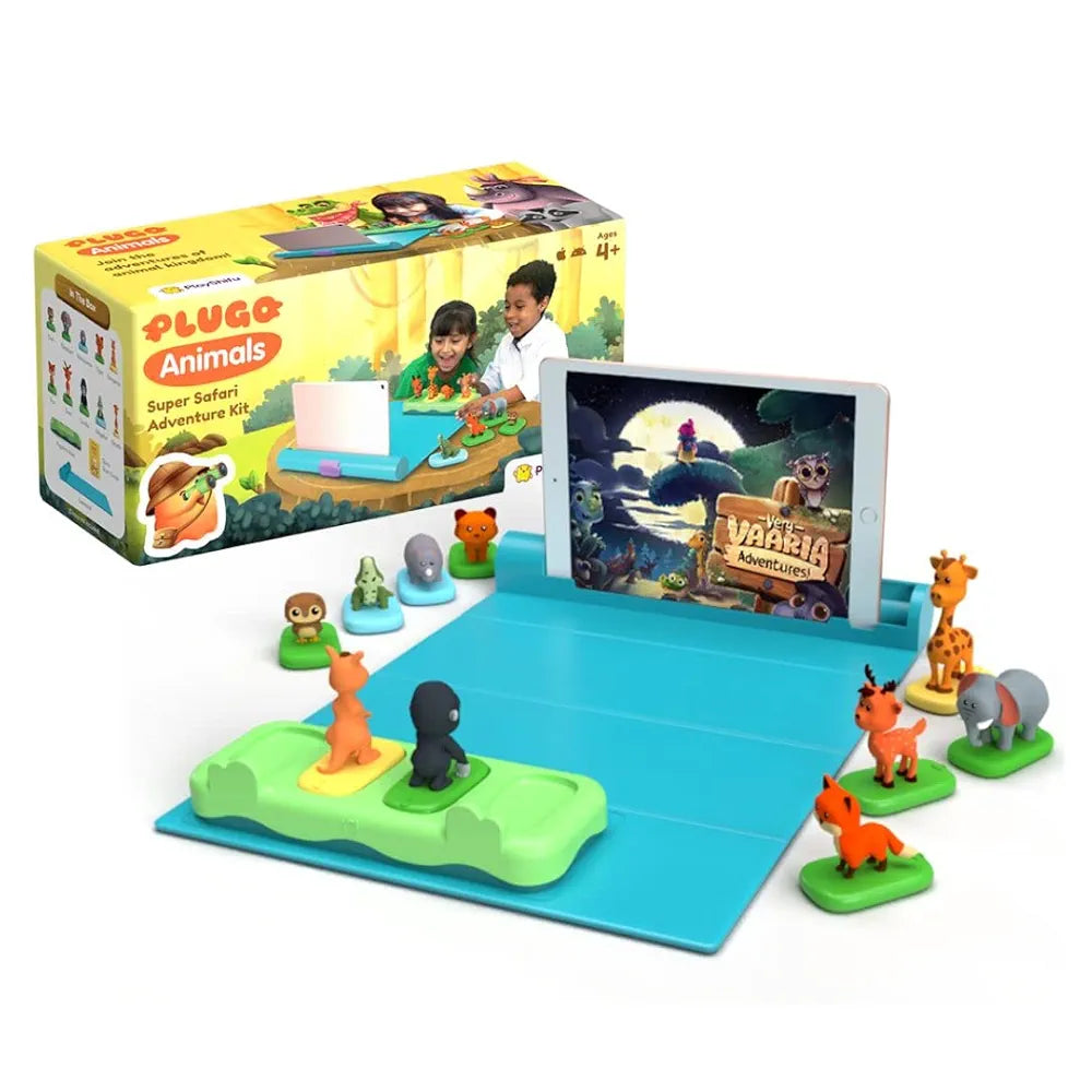Shifu Play Plugo Animals Safari Ar-Powered Stem Toy For Kids With Rainforest, Zoo Animal Figurines -Boost Problem-Solving Skills With 3 Games, 100+ Levels, Educational Fun Learning Puzzle