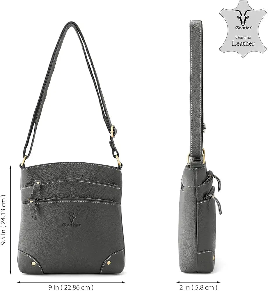 Goatter Genuine Leather 9.5" Inch Sling Cross-BodyBag for Girls And Women,