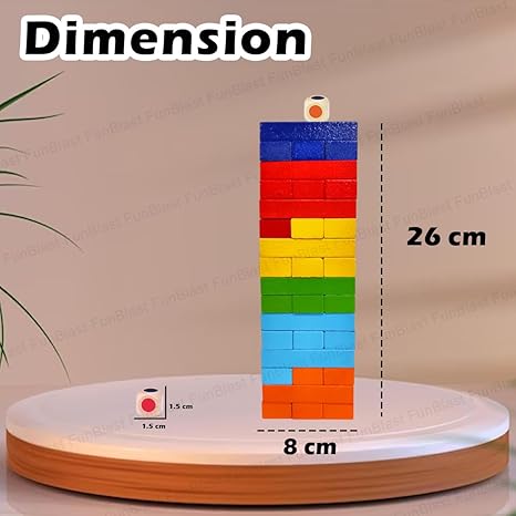 FunBlast Wooden Blocks 48 Pcs Challenging Color Wooden Tumbling Tower Toys Puzzle