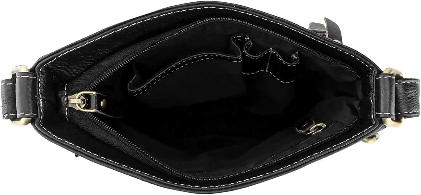 Goatter Genuine Soft Leather Multi Pocket 10" Inch Sling Cross-BodyBag for Girls And Women,