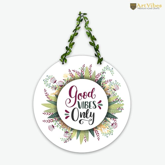 Artvibes Good Vibes Only Wall Hanging for Home | Mdf Wooden Wall Hanger for Wall Decoration | Art Piece for Home Decor
