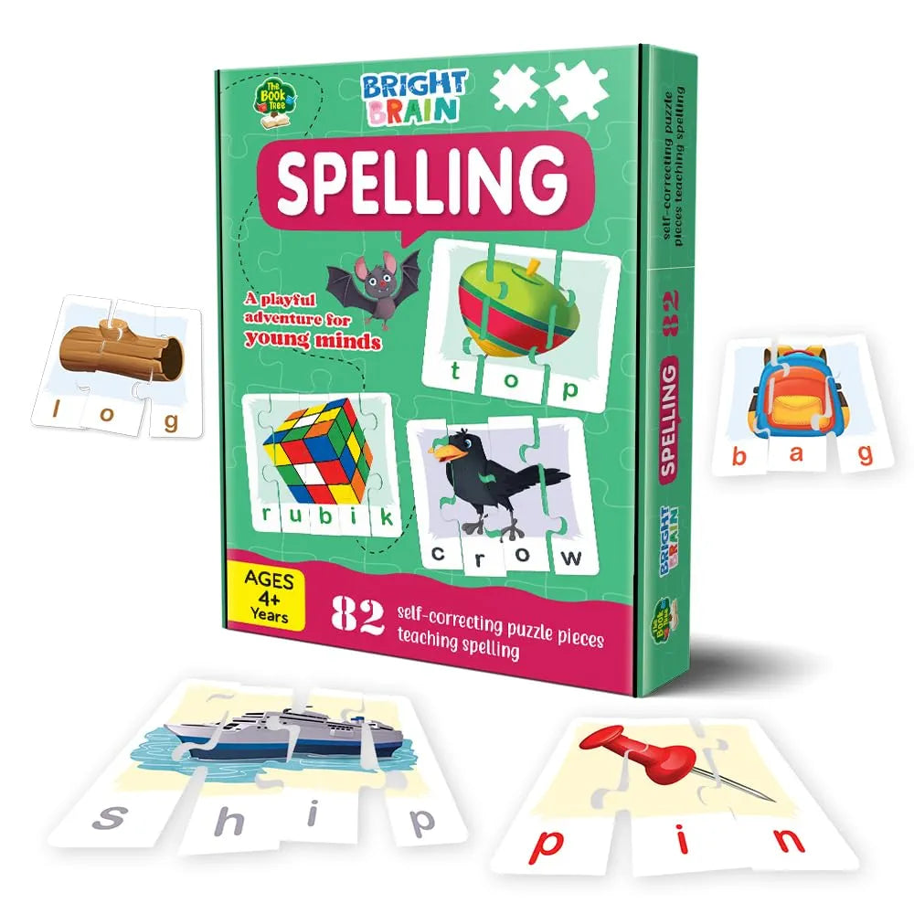 The Book Tree Bright Brain Spellings 82 Piece Jigsaw Puzzle for Preschoolers, Educational Toy for Learning Space, Gifts for Kids Ages 3 to 6 by Majestic Book Club