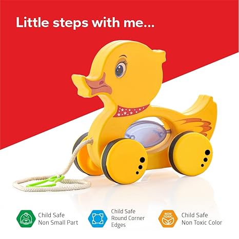 Zudo Pull Along Toddler Toy Pull Along Toy with Attractive Design Developmental Toy (Duck)