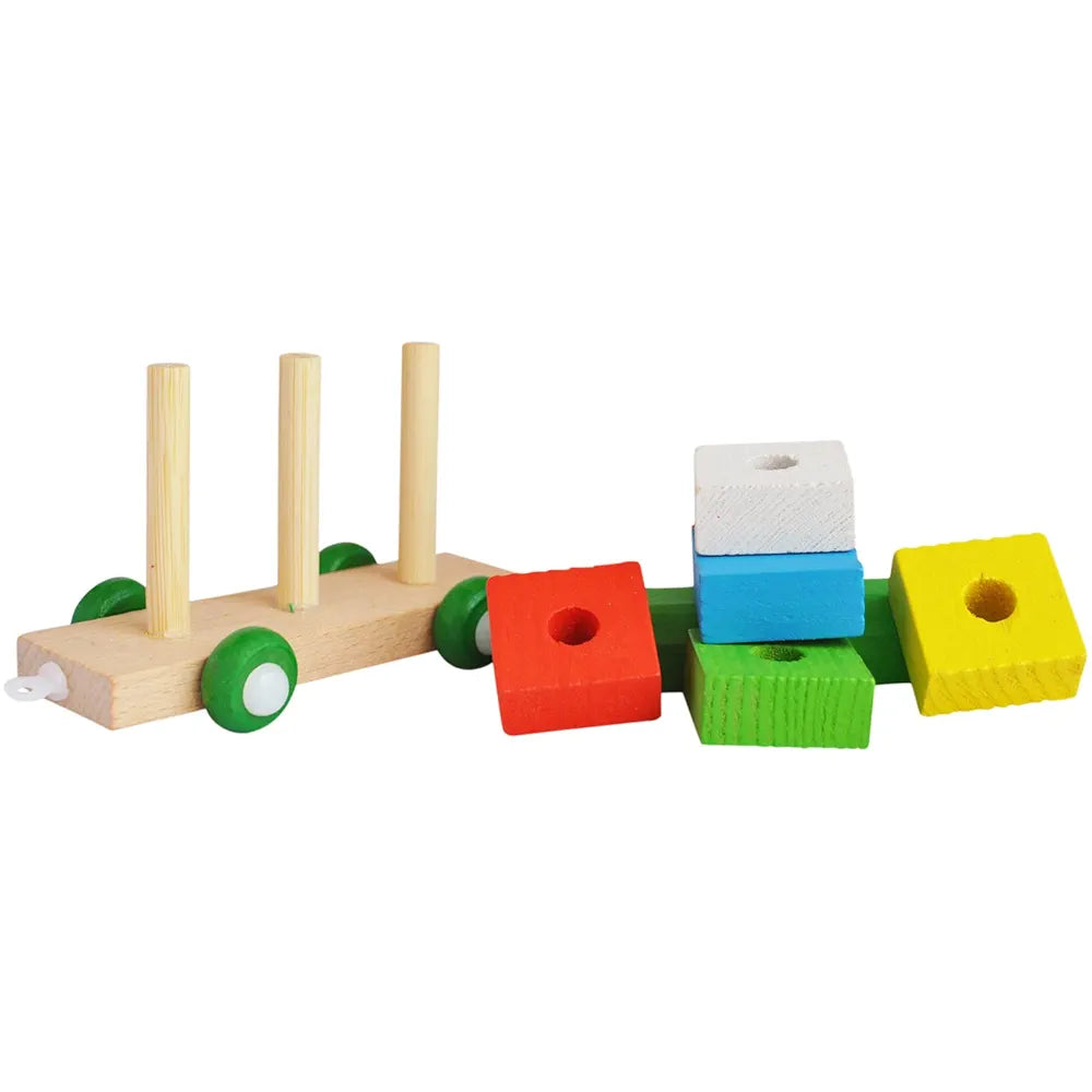 Trinkets & More - Shape Sorter Train Geometric Shapes Wooden Puzzle Stacking Toy Early Educational Toys Toddlers Kids 3 + Years