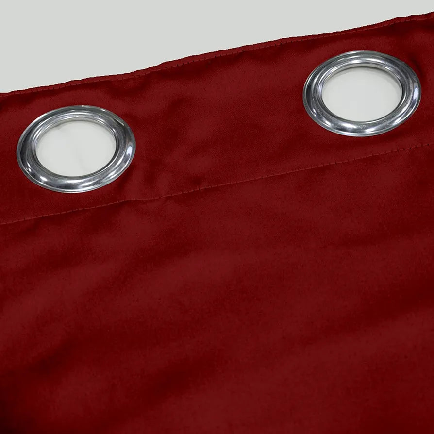 Divine Casa Semi Blackout Window Curtain 5 Feet Colour Cherry Red Super Satin Fabric Sunblock Light Filtering Panel with Metal Grommets (Pack of 1)