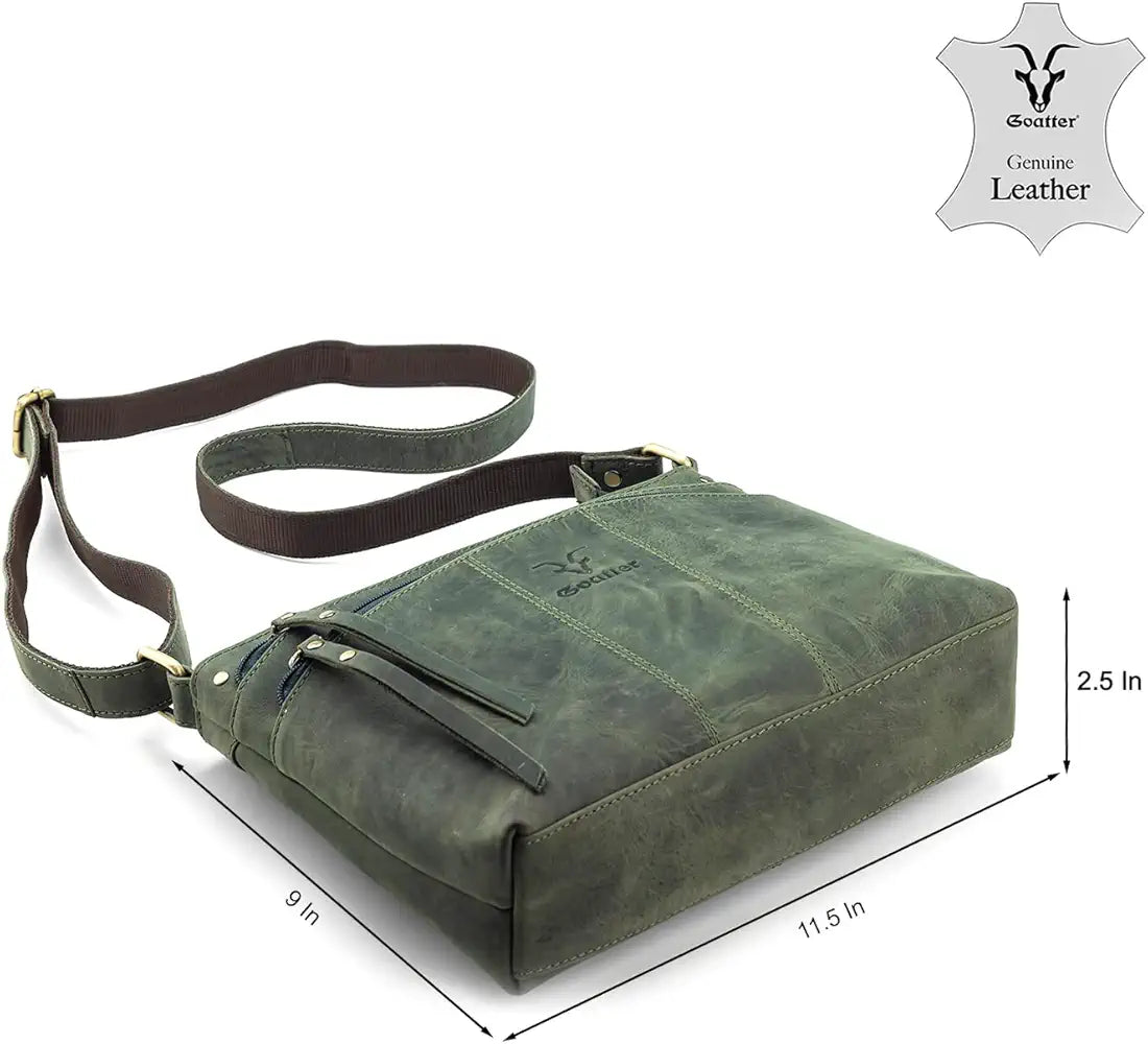 Goatter Hunter Leather 11.5" Crossbody Bag for Women,