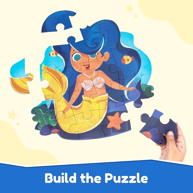 Bloomingo Puzzle Kit for Kids| My First Jigsaw Puzzle | Unicorn & the Friendly Fairy | 20+ Jigsaw Pieces | Mermaid