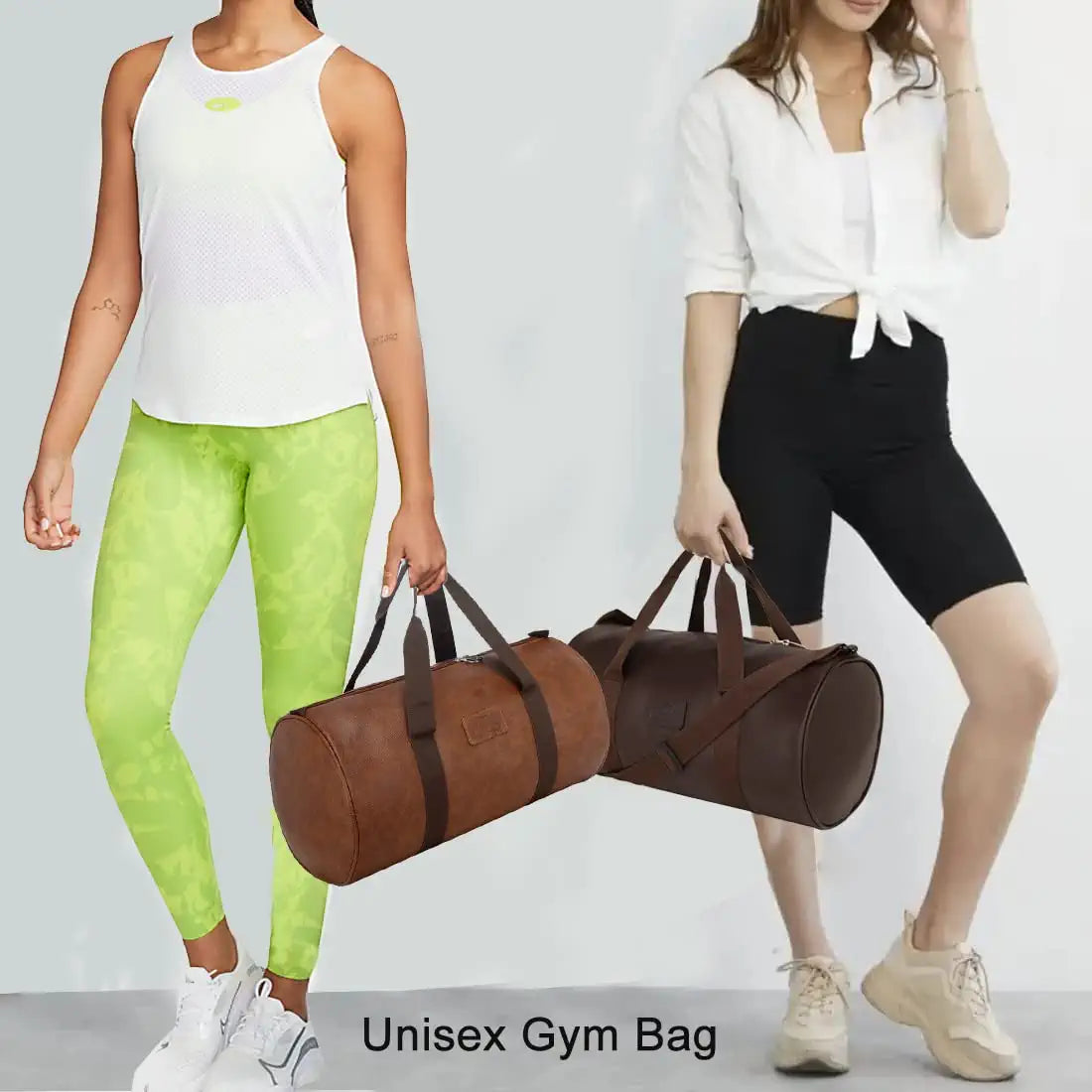 Leather World Vegan Leather 24 Cms Duffle/Shoulder/Gym Bag for Men & Women Brown Travel Friendly Bag Gifts for Men