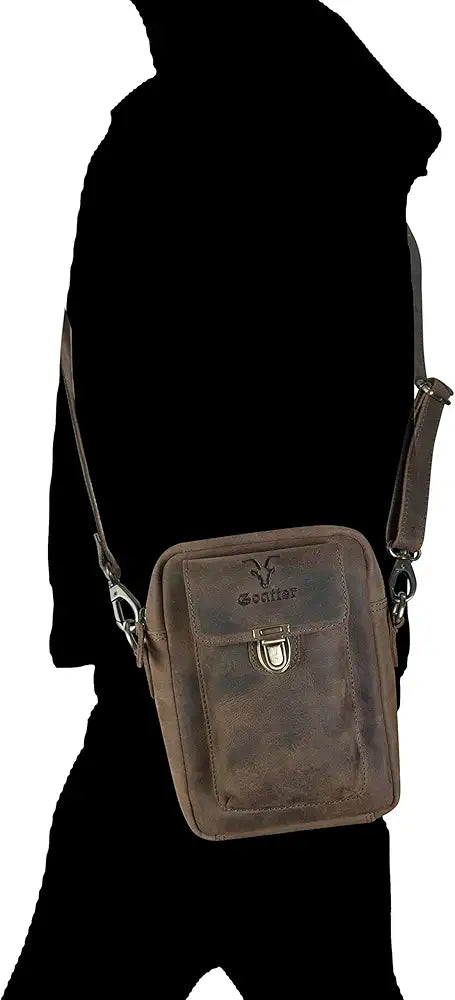 Goatter Genuine Leather Unisex Sling Cross-BodyBag Messenger Bag