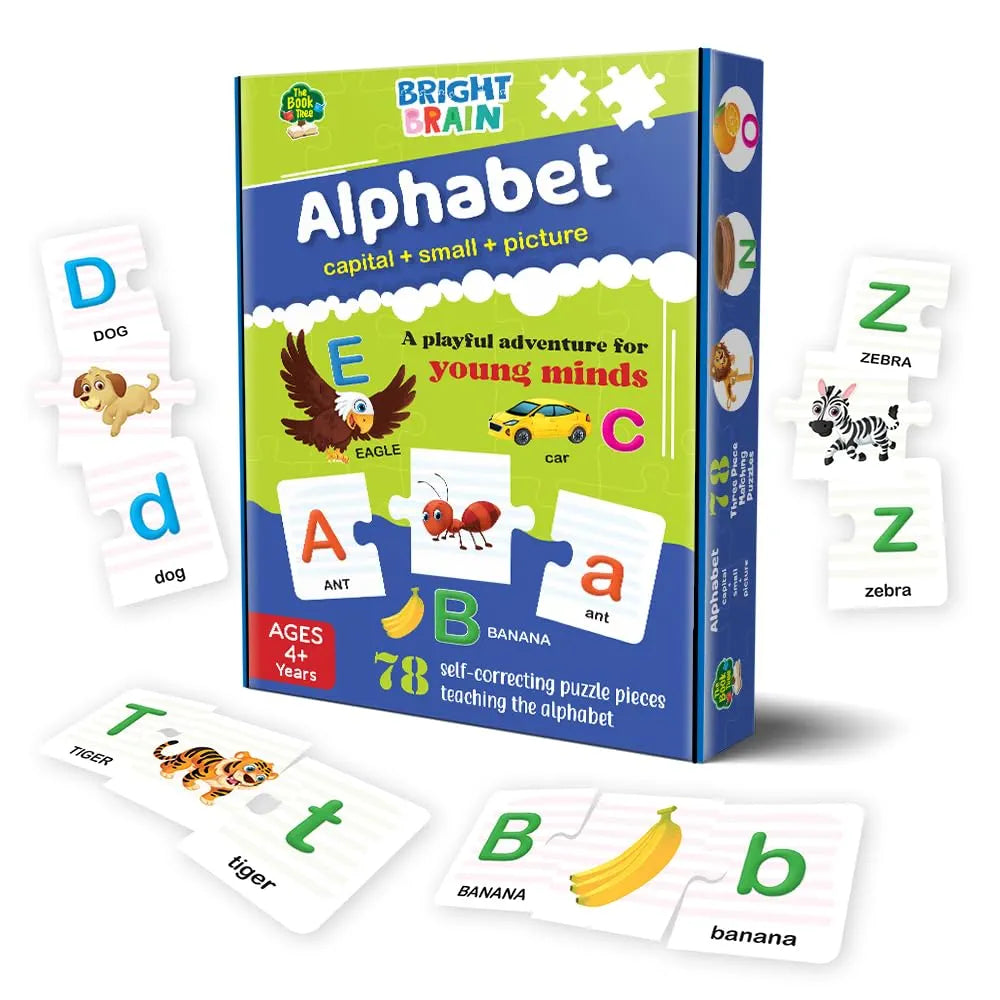 The Book Tree Capital and Small Letter Alphabet Puzzle - 78 Piece Jigsaw Puzzle for Preschoolers, Educational Toy for Learning ABCs and Letters, Gifts for Kids Ages 3 to 6 by Majestic Book Club