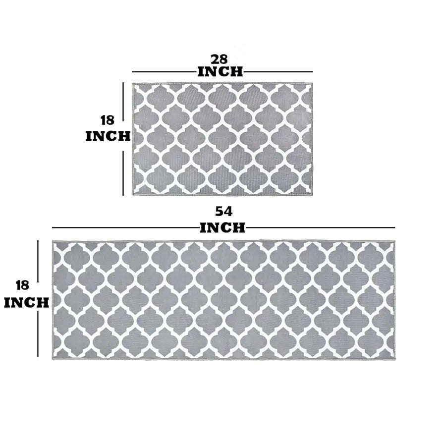 Ishro Home Velvet Premium Kitchen Mats For Floor Kitchen Runner 2 Pcs Set Colour Grey Diamonds