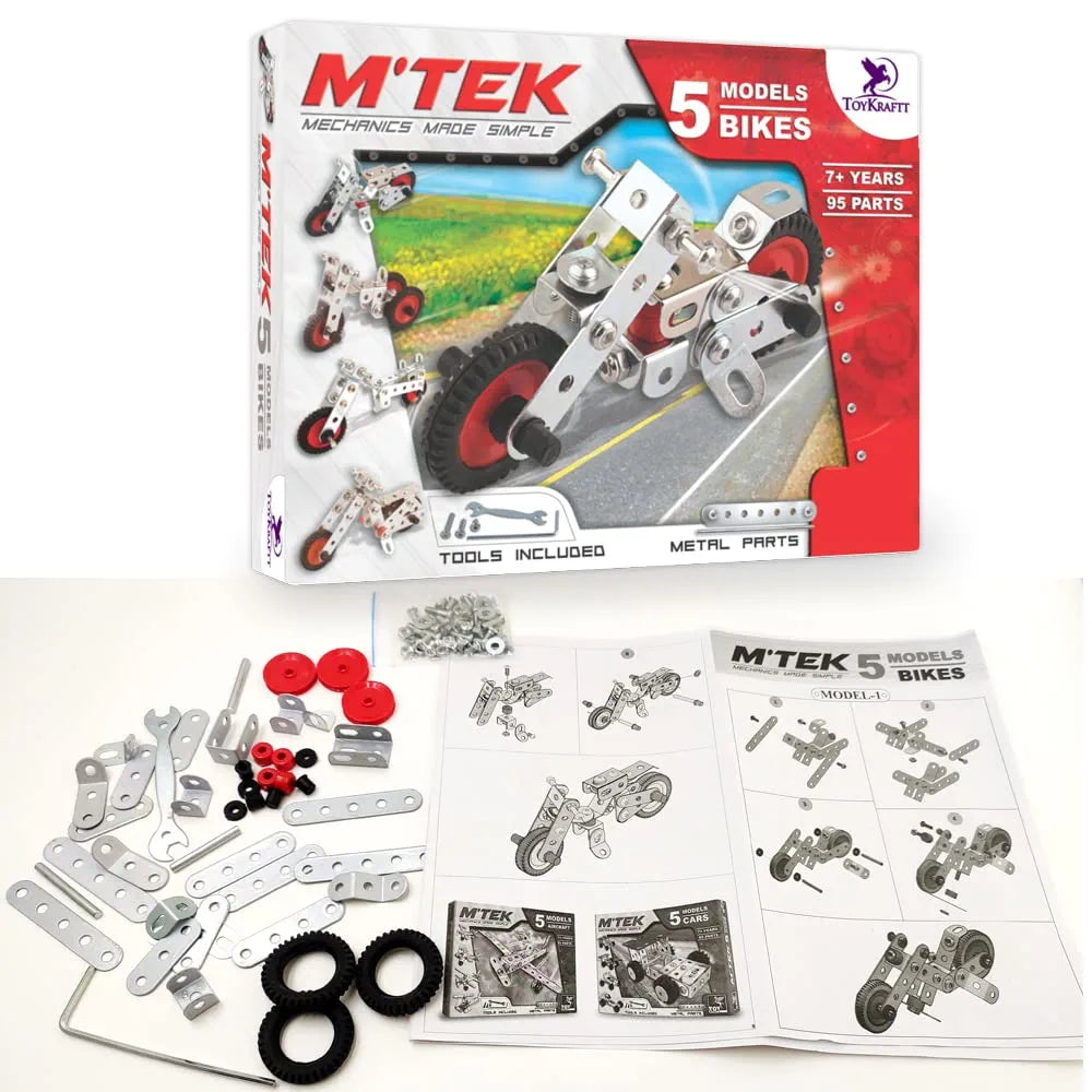 Toykraft: Mechanics Toys for Boys Girls, Mechanic Set, Birthday Gift for Boys Girls 5 6 7 8-Year-Old, STEM Toys, Ultimate Science Kit, Construction Set - 5-in-1 Multicolor