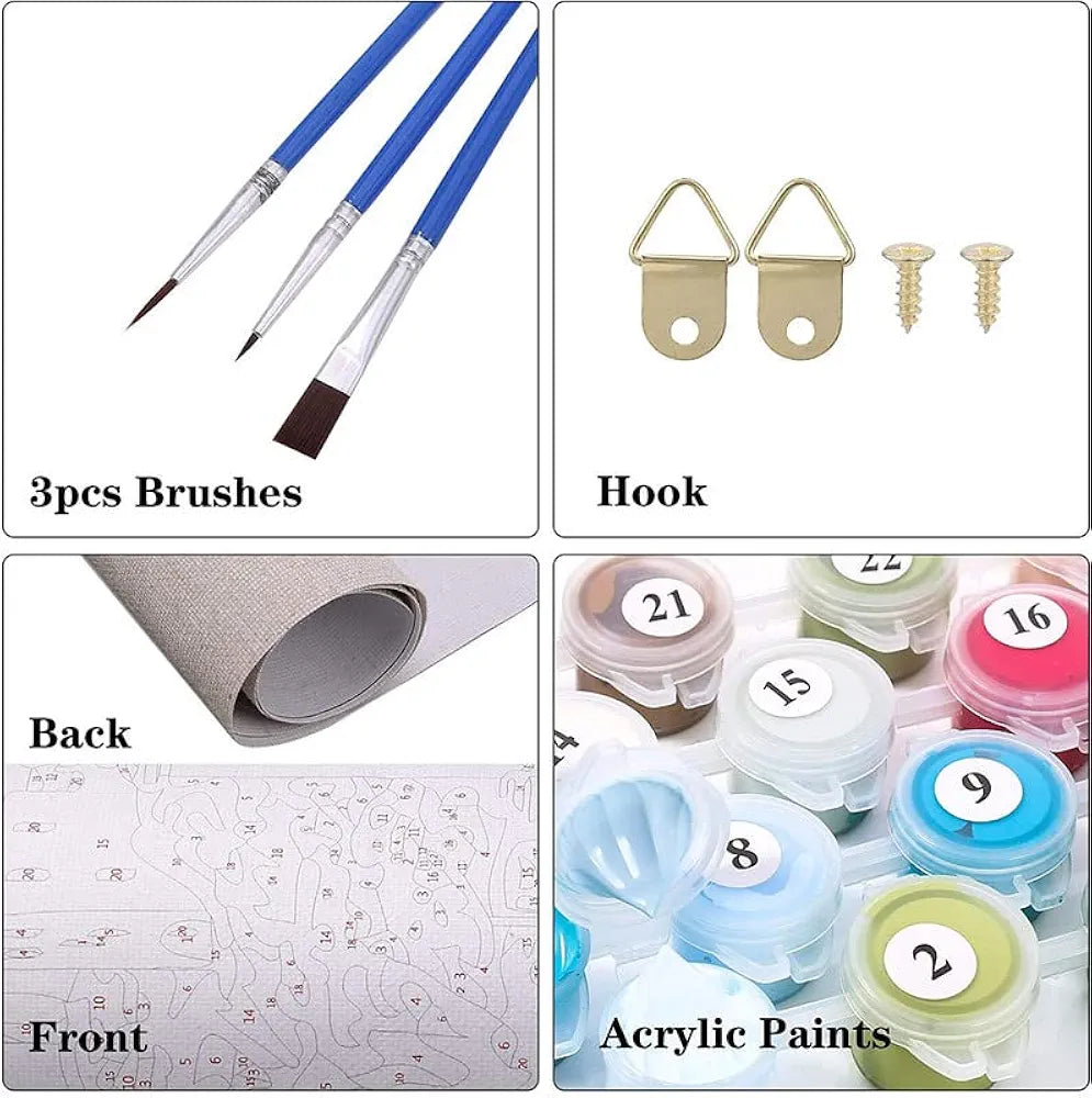 TULIP N TURTLE Bloom Diy Acrylic Paint By Number Kit For Beginner Number Painting Kit Diy Canvas Painting By Number Acrylic Oil Painting. Wall Decoration Diy Painting Kit,Multi-Coloured