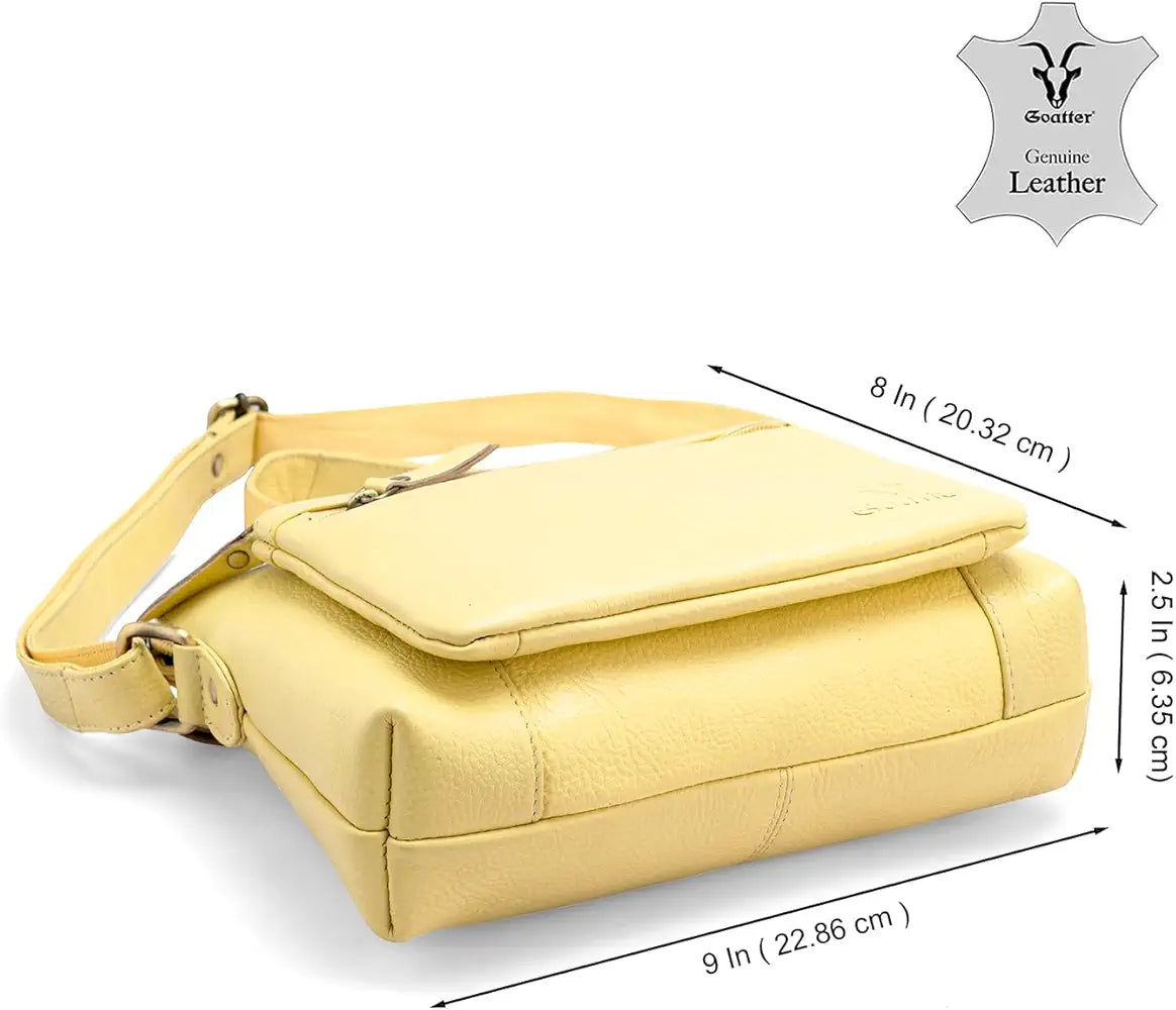 Goatter Genuine Leather 9" Inch Sling Cross-Body Bag For Women's