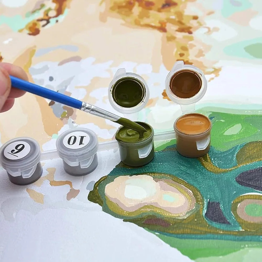 TULIP N TURTLE ROSA DIY Acrylic Paint by Number Kit for Adults Beginner Canvas Painting by Number Acrylic Painting. Wall Decoration DIY Painting Kit for Adults