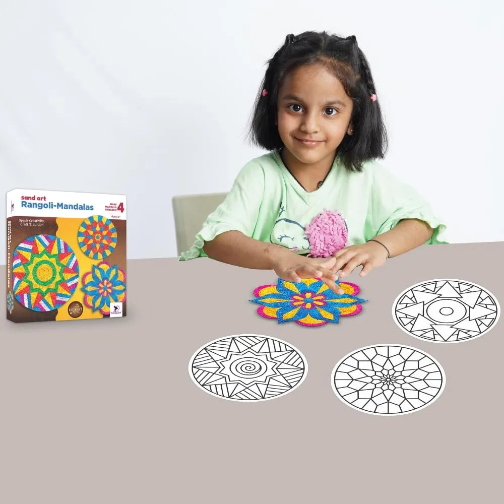 Toykraftt : Sand Art Kit Rangoli Mandala, Sand Art Activity Kit For Kids, Art And Craft, Gift Item For 6 Year Olds - Multicolor
