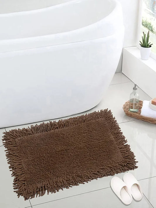 Saral Home Cotton Brown Shaggy Mat