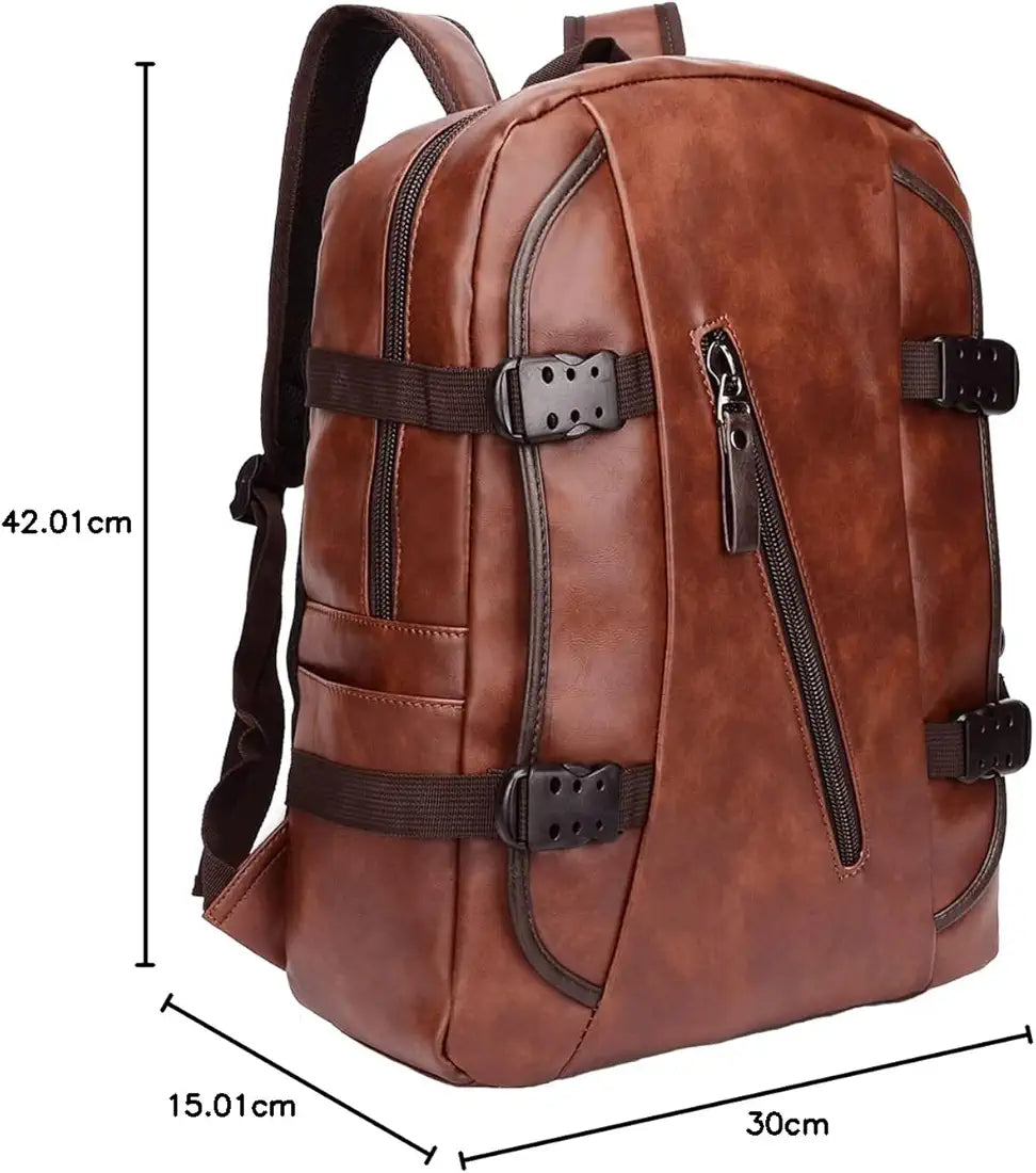 Fur Jaden Brown Backpack Bag for Men of Artificial Leather with Laptop Pocket