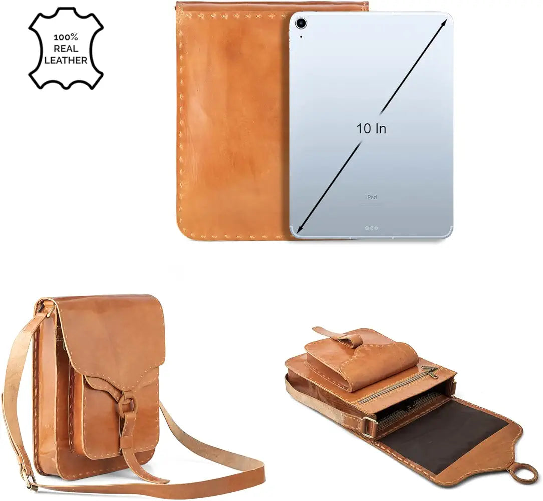 Goatter Genuine Leather Handmade 11" Shoulder Cross body Travel Messenger Bag for Unisex