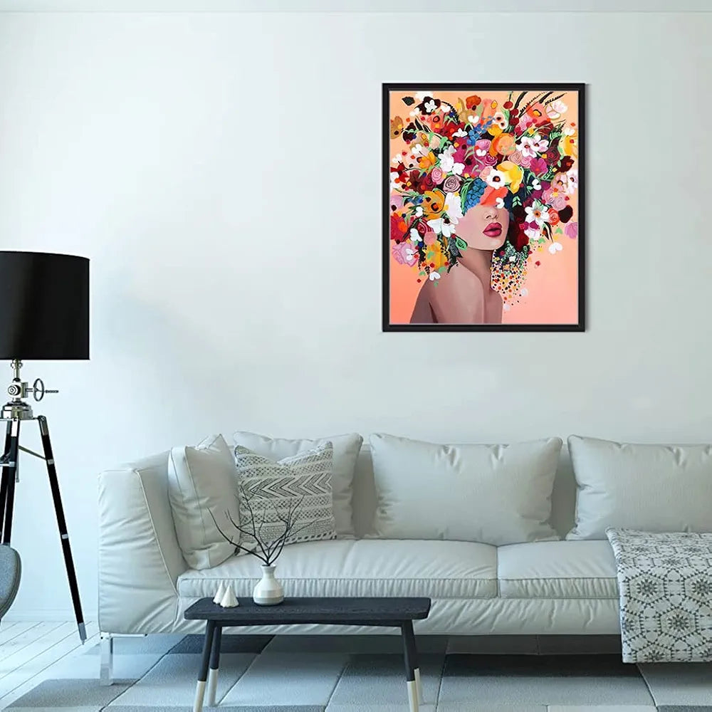 HASTHIP® Diamond Painting Kit for Adults & Kids,Diamond Art Kits for Adults,DIY Canvas Flowers Painting Kits Suitable Home Leisure and Wall Decoration Gift Kids and 12x16inch