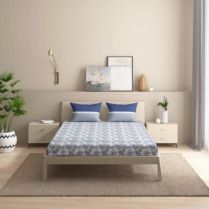 Wakefit Bedsheet For King Size Bedsheet King Size Bed Cotton 2 Pillow Covers Elastic Sheet Nautical Multicolor