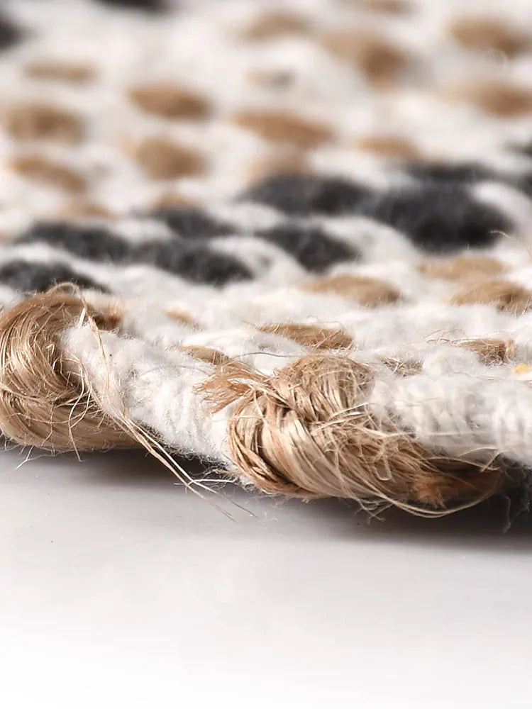 Sashaa World Jute and Cotton Braided Natural Rug Colour Natural and Black