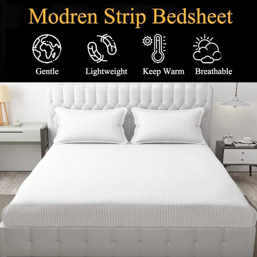 Fresh From Loom Microfiber Soft Skin Safe Breathable King Size Flat Bedsheets Set with 2 Pillow Covers White