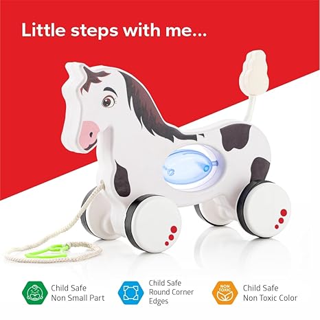 Zudo Pull Along Toddler Toy Pull Along Toy with Attractive Design Developmental Toy (Horse)